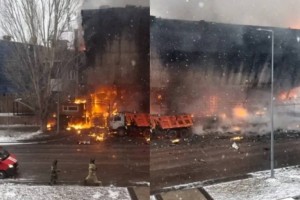 Кинотеатр горит в Астане