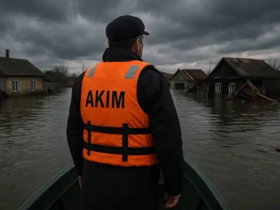 Аким СКО обследовал на лодке подтопленный пригород Петропавловска.