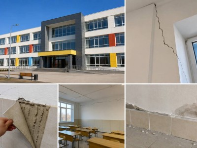 В Атырау школу за 4 млрд тенге раскритиковали из-за трещин и осыпающейся отделки