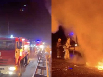 Фура перевернулась и загорелась на трассе