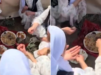 Келинок раскритиковали за обед на земле возле юрт