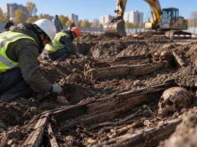 В Петропавловске строители обнаружили человеческие останки XIX века