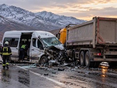 Два человека погибли при столкновении микроавтобуса с КамАЗом в области Жетысу