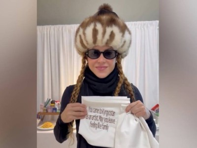 Шакира в кыргызском тебетейе показала закулисье концерта в Бишкеке