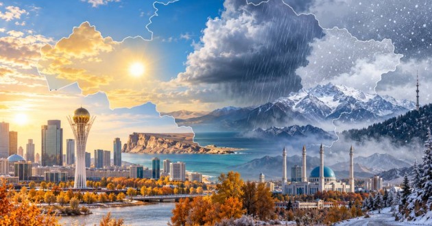 Погода в Казахстане на 26 октября: ночью до -11°C, днём потеплеет до +18°C