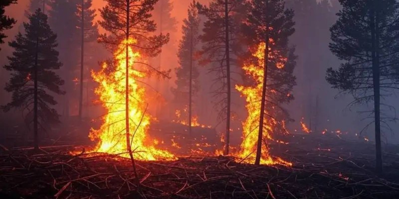 Распространение лесного пожара в сосновом бору Абайской области остановлено.