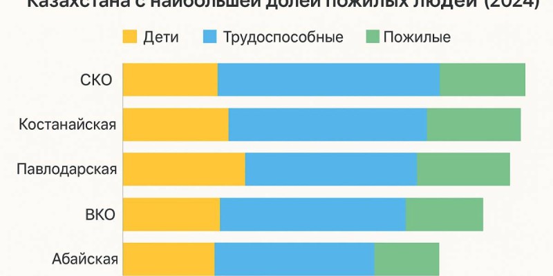 Каждый третий в Туркестане — ребёнок. В СКО — каждый шестой — пенсионер.