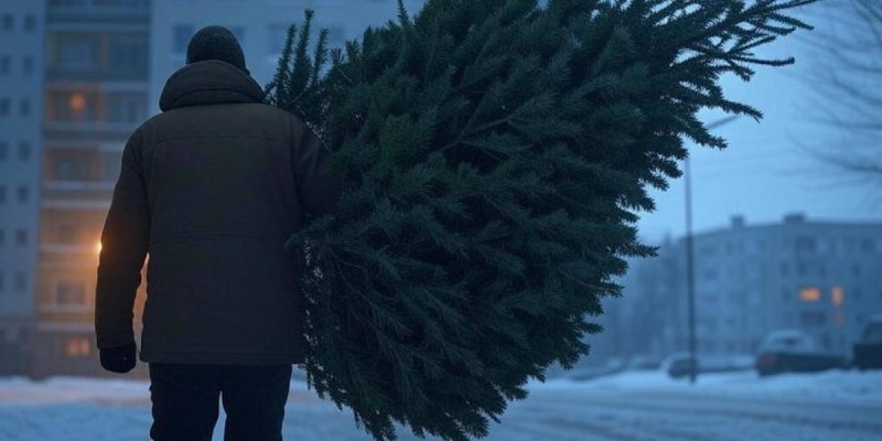 В Уральске похищена новогодняя елка со двора дома.