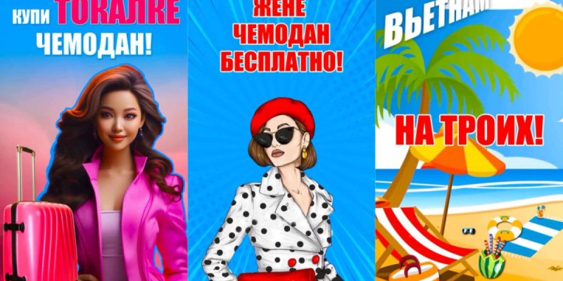 Наружная реклама «Купи токалке чемодан» вызвала негодование в Алматы.