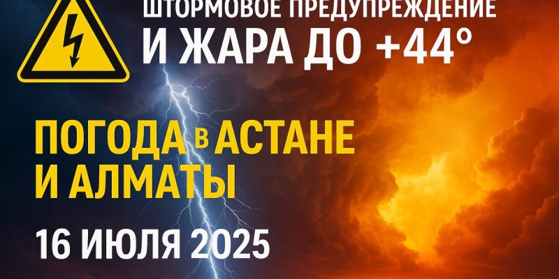 Штормовые предупреждения и жара до +44: погода в Астане и Алматы на 16-17 июля