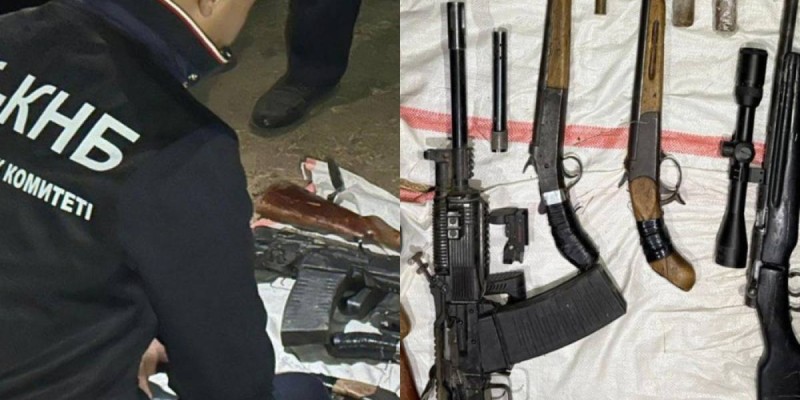 Пехотный огнемёт, автоматы, пистолеты - КНБ показал изъятое оружие