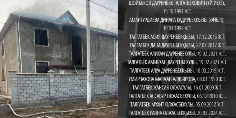 Опубликованы имена погибших и пострадавших при пожаре на юге Казахстана