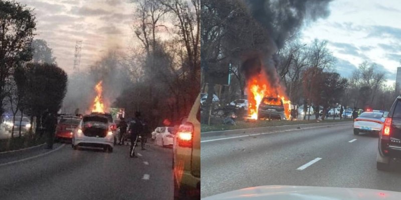 Массовое ДТП произошло на Аль-Фараби в Алматы: загорелся автомобиль